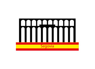 Skyline of segovia aqueduct in spain