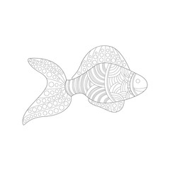 Tropical Fish Sea Underwater Nature Adult Black And White Zentangle Coloring Book Illustration