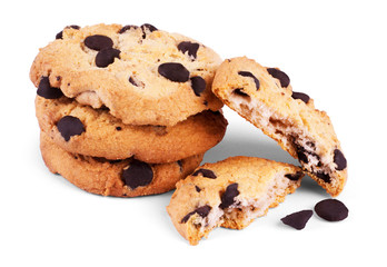 Extreme close-up image of chocolate chips cookies