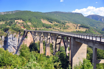 Fototapeta na wymiar Durdevica bridge over the Tara river in Montenegro