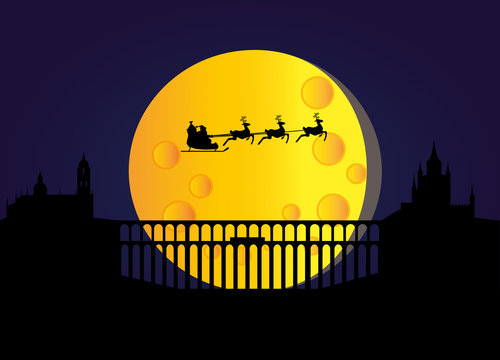 recommend clip art: Santa claus flying through segovia city in spain