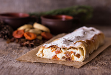 strudel with dried fruits