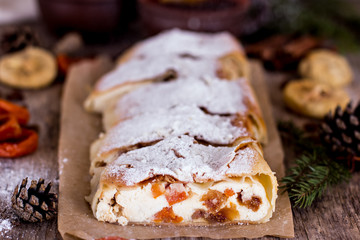 strudel with dried fruits