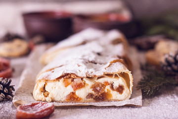 strudel with dried fruits
