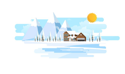 Winter Landscape Background. Flat Vector Illustration

