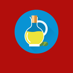 olive oil jug flat design vector icon