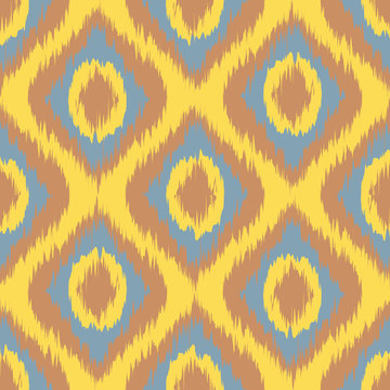 yellow Seamless Camouflage Ogee in Ikat Weave Background Pattern vector