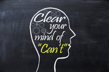 Human head shape with Clear your mind of Can’t quote on blackboard