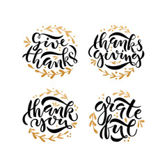 Hand drawn Thanksgiving typography poster set
