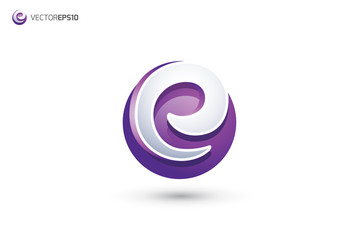 Abstract Letter E or C Logo - 3D Sphere Logo