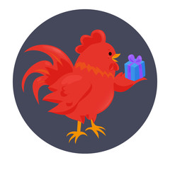 Cartoon chinese zodiac fire rooster.