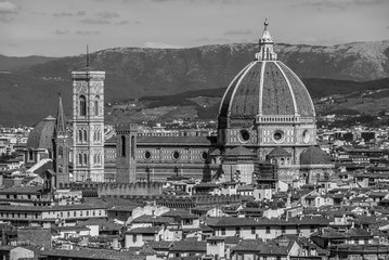 Florence, Italy- August 12, 2016: Cityscape of the city of Florence with the Church Santa Maria del Fiore in Florence, Italy