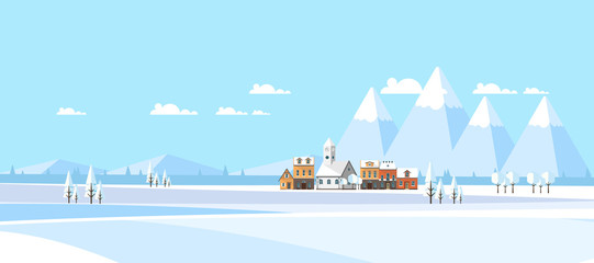 Winter Abstract Landscape Background. Flat Vector Illustration.
