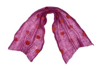 scarf mande from knitted purple dotted mohair fabric