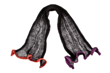 scarf mande from knitted black mohair fabric - 128457978