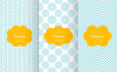 Vintage different vector seamless patterns. - 128458541