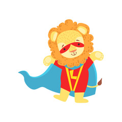 Lion Animal Dressed As Superhero With A Cape Comic Masked Vigilante Character