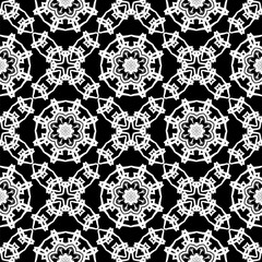 Black Ornamental Seamless Line Pattern. Endless Texture. Oriental Geometric Ornament