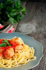 Pasta with meatballs turkey