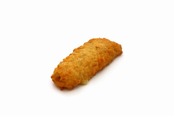 Ein Backfisch auf weißen hintergrund