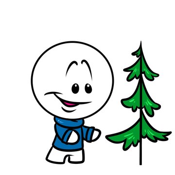 Character minimalism joy fir-tree cartoon illustration isolated image