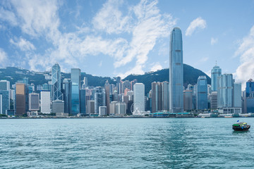 panoramic view of victoria harbor in Hong Kong,China.