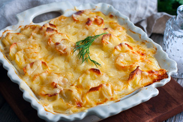 Fish And Fennel Potato Pie with Crunchy Potato Topping