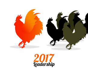 Group of Rooster. 2017 leadership concept. vector illustration