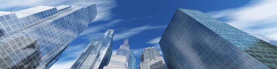 Fototapeta premium View from below on skyscrapers. Panorama skyscrapers 