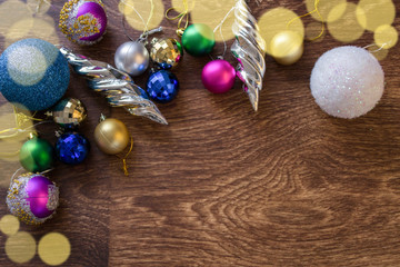 Christmas decorations on a wooden board