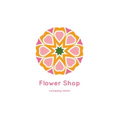 Vector vintage mandala logo. Kaleidoscope flower. Ornamental vector symbol