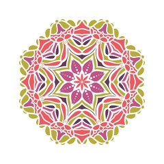Kaleidoscope big bud. Oriental pattern illustration. Flower background
