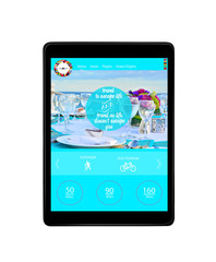 Isolated responsive device with travel agency website open