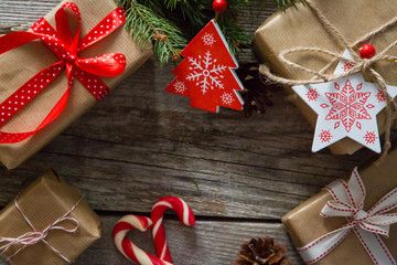 Christmas presents in decorative boxes