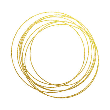Golden circles abstraction of gold foil and glitter