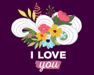 Vector illustration of floral template with beautiful flowers, l