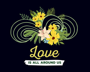 Vector illustration of floral template with beautiful flowers, l