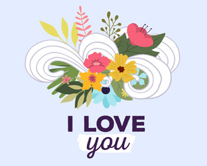 Vector illustration of floral template with beautiful flowers, l