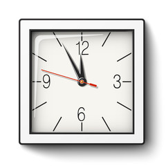 Square wall clock in white body with black edging