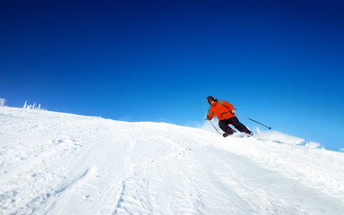 Naklejka na ściany i meble Skers rides slope skiing ski