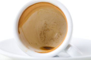 Closeup of espresso cup after coffee. 