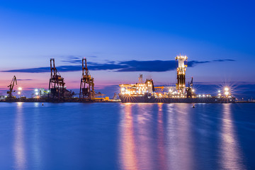 NOBLE GLOBETROTTER II - Drill ship sunrise at Port of Burgas, Bulgaria