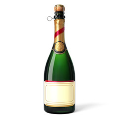 Sparkling wine bottle with blank label