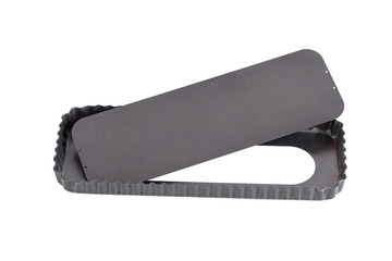 Black metal baking pan.