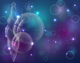 Bright bokeh. Glass ball. Vector.