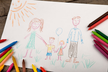 Child's drawing of a happy family