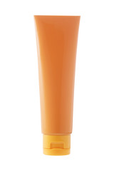 Orange color tube of cream for skin care