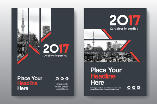 Red Color Scheme with City Background Business Book Cover Design Template in A4. Can be adapt to Brochure, Annual Report, Magazine,Poster, Corporate Presentation, Portfolio, Flyer, Banner, Website.