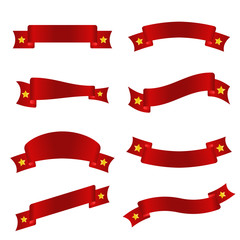 Gold star on red ribbon  vector set design