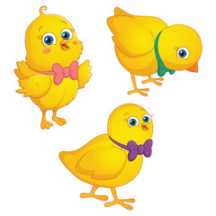 Vector Illustration Of Cartoon Chicks